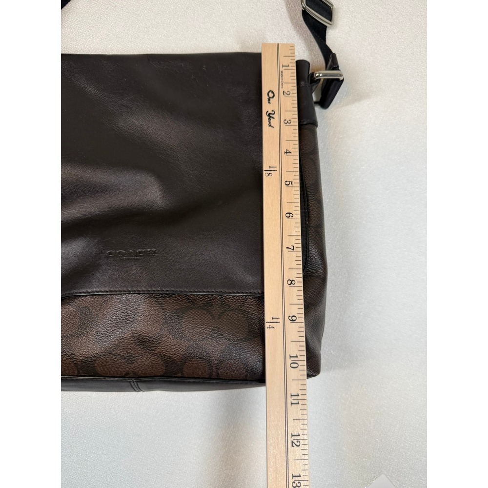 Coach F54771 Mens Charles Small Messenger Bag Black with Brown Signature Leather - Picture 7 of 11